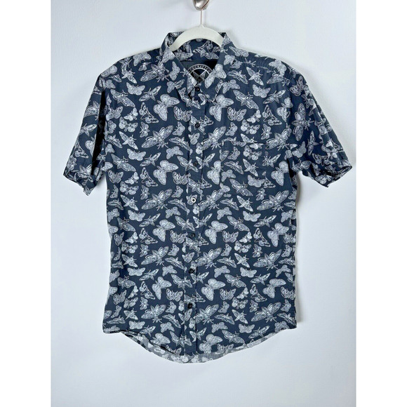 Blackcraft Cult Other - Black Craft Cult Skull Death Moth Novelty Print Gothcore Gothic Button Up Shirt